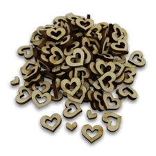 Heart Shaped Cutouts Confetti - 100 Pieces Laser Cut Wood Table Scatter