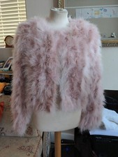 Nasty Gal Real Feather Pink Cropped Jacket Size M