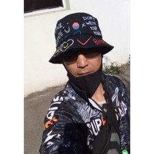Graffiti Print Bucket Hat Adults Unisex Black White