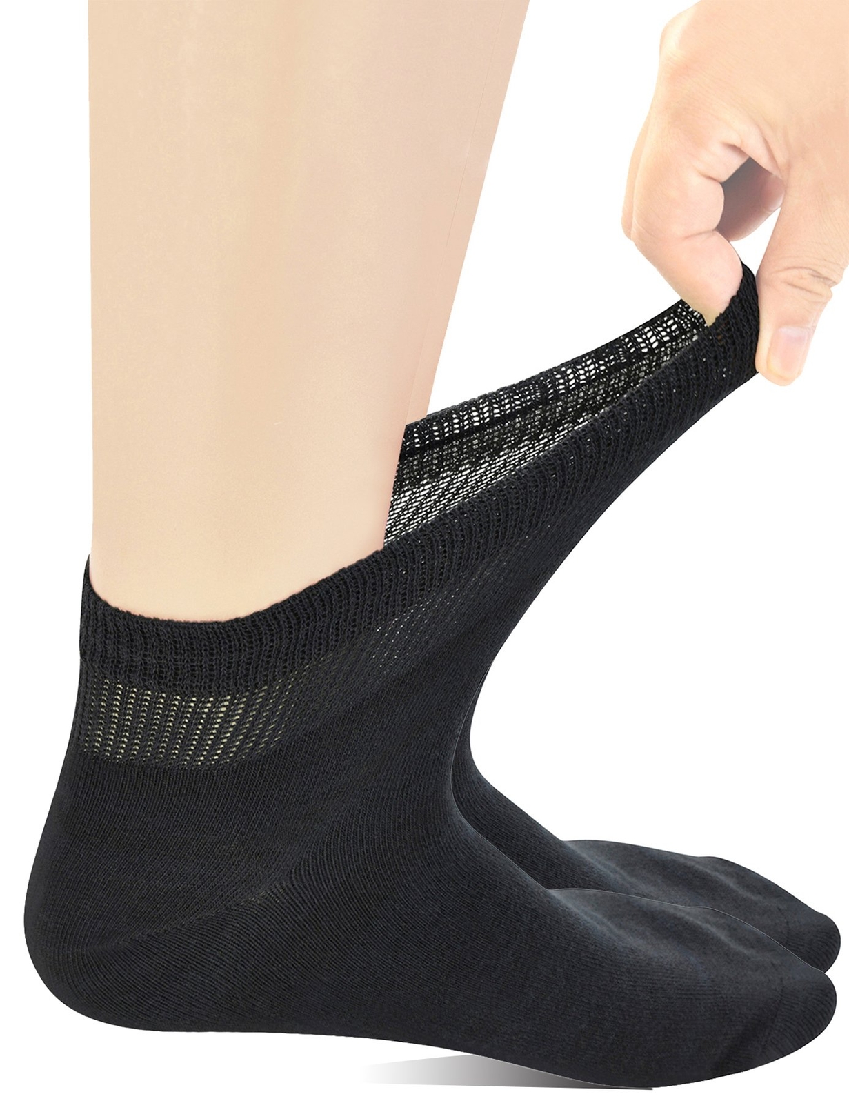 Mens Coolmax Ankle Wide Stretched Diabetic Socks with Seamless Toe5 Pairs