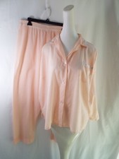 Carole Cotton Pajamas Pink Light Weight Size 42 Button Up Ribbon Trim