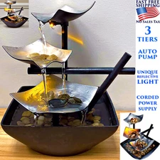 WATER FOUNTAIN TABLE TOP INDOOR TRANQUILITY WATERFALL ZEN RELAXATION DECOR STONE