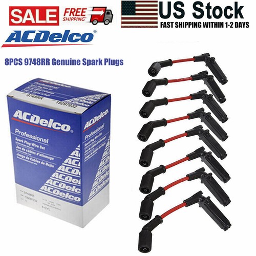 8PCS 9748RR Genuine Spark Plugs Wires For Chevrolet Buick Pontiac Saab