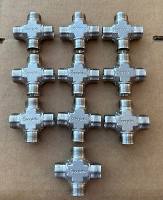 Lot of 10:  1/2'' Swagelok  Stainless Steel Crosses  SS-810-4   No Nuts/Ferrules