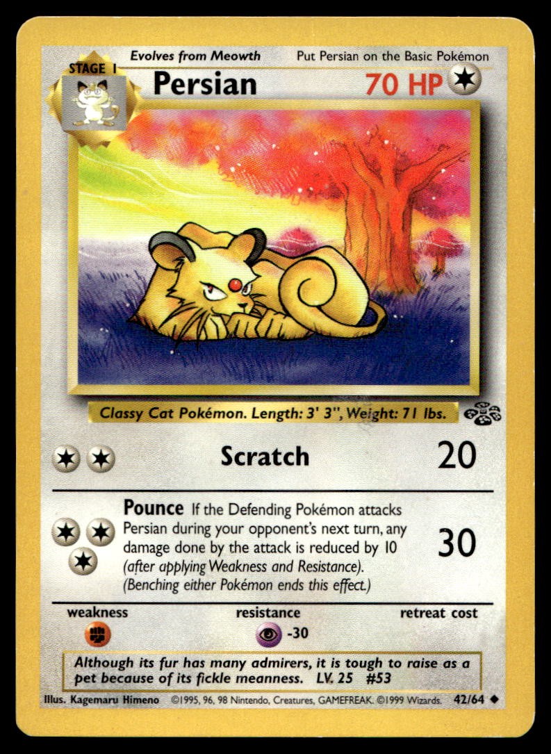 Persian 42/64 Uncommon Jungle Pokemon Unlimited Heavily Played