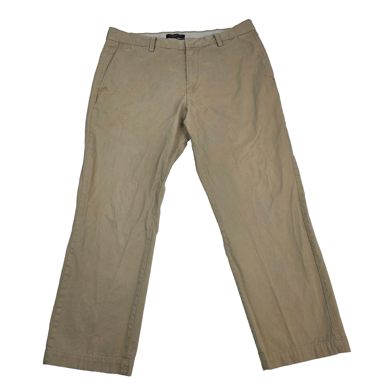 Banana Republic Men's Tan Beige Straight Leg Chino Khaki Trousers Pants Size 35