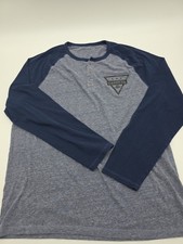 Express Henley Shirt Mens XL Blue Tee Cotton Blend Longsleeve. 38419