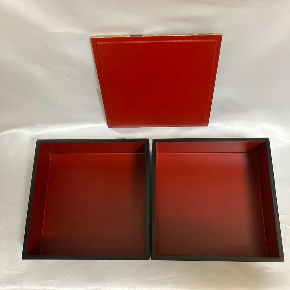 Jubako Bento Box Japanese Lacquered double box 16.5cm twotiered wood grain cherr Jubako Bento Box Japanese Lacquered double box 16.5cm twotiered wood grain cherr