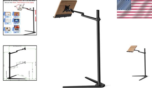 Sleek Multi-Purpose Height Adjustable Stand for Laptops and Tablets - Black - 第 2/8 張圖片