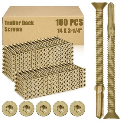 Yaocom 100 Pcs #14 x 31/4'' Trailer Deck Screws, Bulk Self Tapping, Wood to Me...