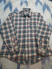 Vtg Sears Roebuck Flannel Shirt Mens Sz Large Blue Plaid Button Acrylic Cotton