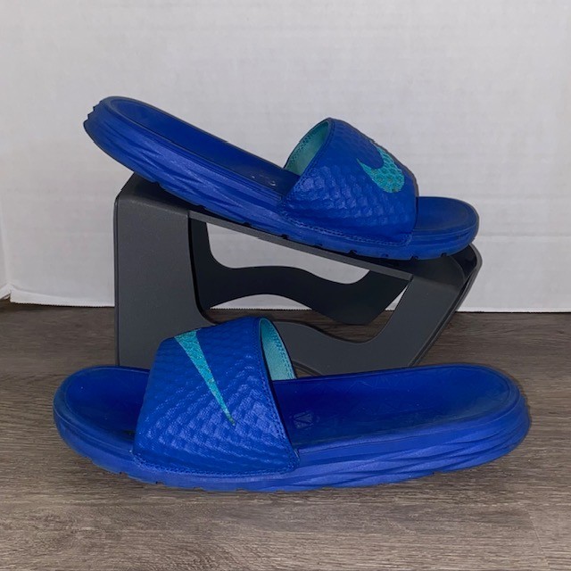 nike blue benassi slides