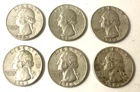 1963 Washington 90% Silver Quarters (6) As Found And Circulated Clean Lot!