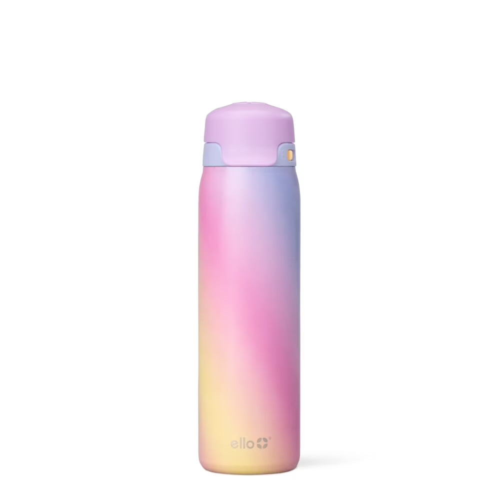 Ello Flip & Fill 22 oz Stainless Steel Water Bottle, Purple 