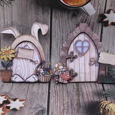 Puppenhaus Mini Holz Märchentür Garten Szene Requisiten Dekoration