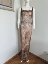Maxi Dress Cover Up Mesh Brown Leopard Print Size 2 Spaghetti Strap Summer Dress