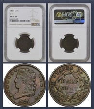 1834 Half cent C-1 NGC VF25 Toned
