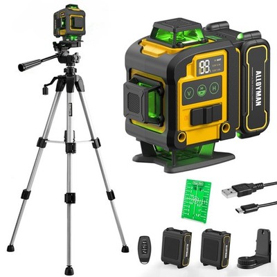 4D Green Laser Level with Tripod, Self-Leveling Tool for Home Renovation