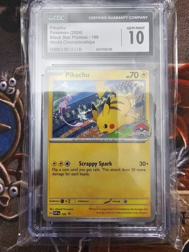 2024 POKEMON SV BLACK STAR PROMOS - SVP #190 WORLD CHAMPIONSHOPS PIKACHU CGC 10