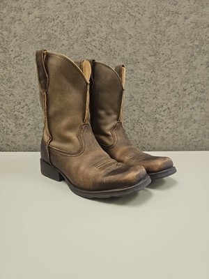 Ariat Boys Brown Leather Square Toe Cowboy Western Rambler Boots Size 2