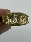 Vtg UTC Sterling Silver 925 Gold Plated Yellow Cubic Zirconia Ring size 6