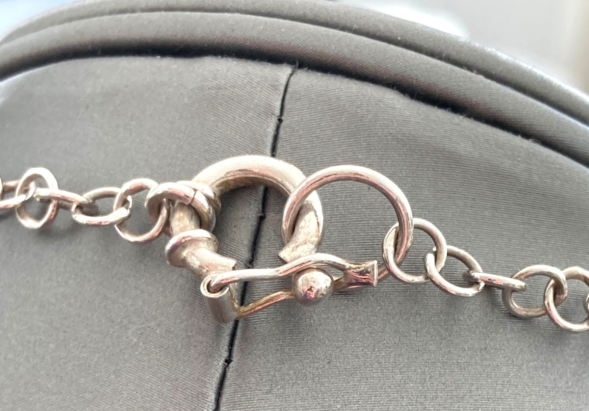 Sterling Necklace Open Rectangle Link, Smooth/Tex… - image 4