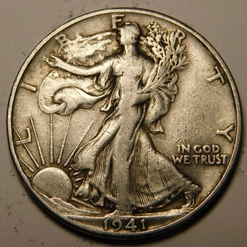 1941-D  Walking Liberty Half Dollar 90% Silver F-VF  "As Pictured-Not Cleaned"