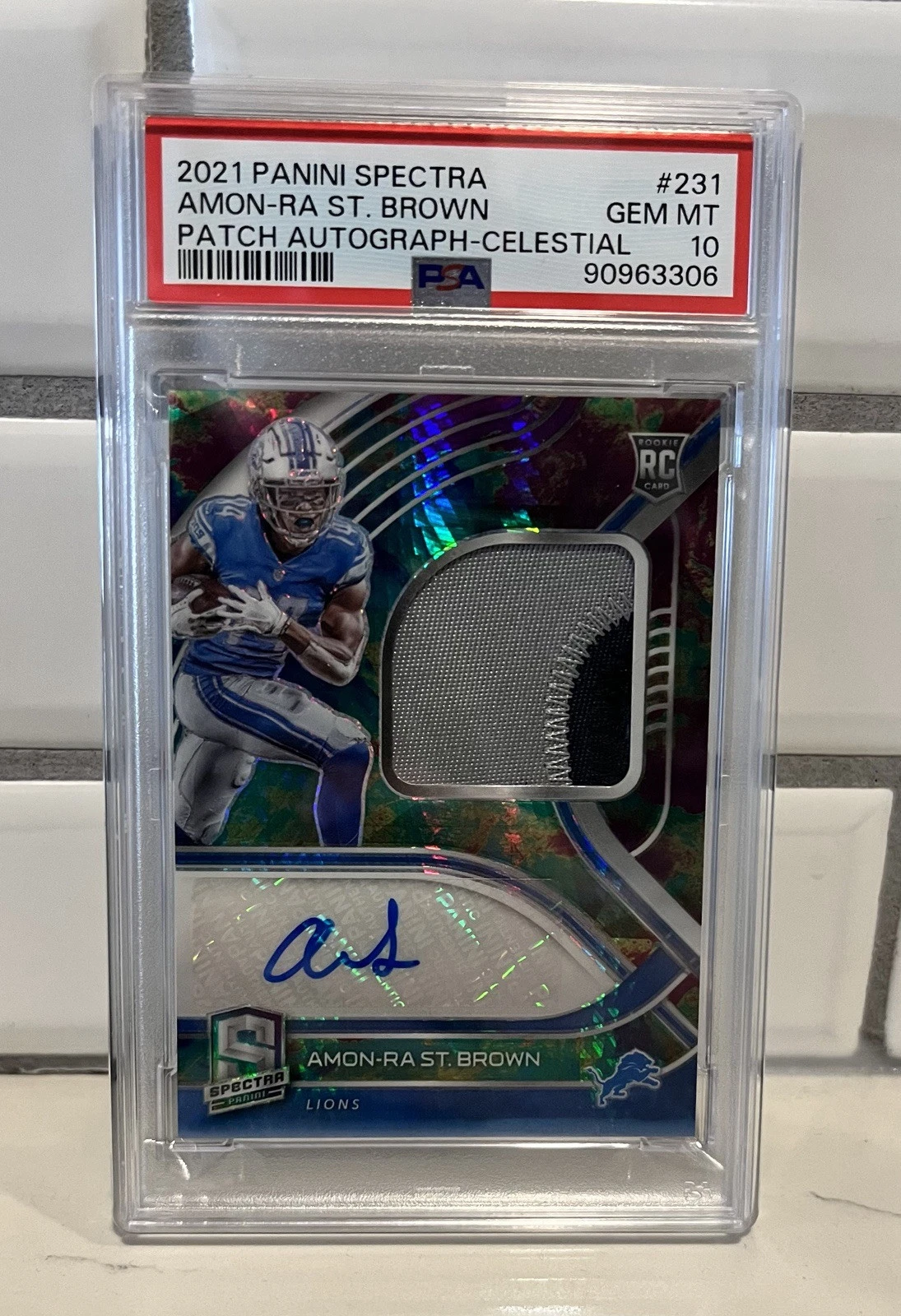 Amon-Ra St. Brown Panini Spectra #231 Patch Autograph-Celestial
