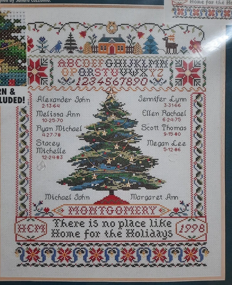 Kit de punto de cruz contado árbol genealógico de vacaciones sellado #84022 dijes sellados 1998 Foto 2 de 4