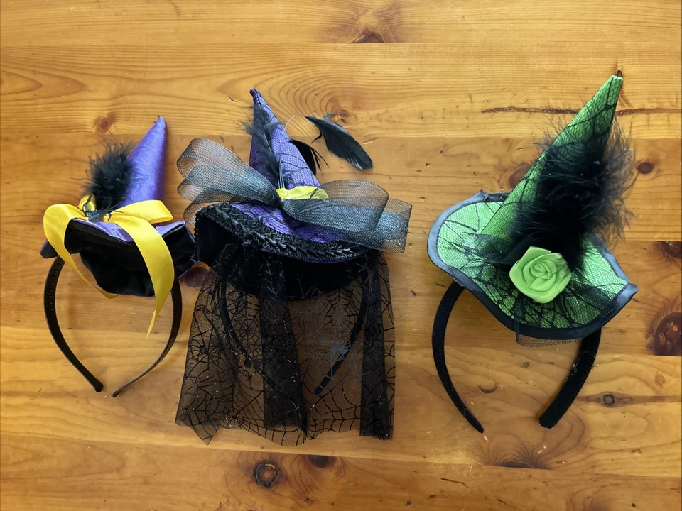 Paquete de 3 diademas de sombrero de bruja de Halloween diademas de bruja de Halloween Foto 2 de 4