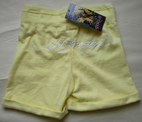 NUEVOS CON ETIQUETAS ED HARDY FIRMA NIÑAS LIMÓN PANTALONES CORTOS TALLA 6/6X $35 - Imagen 2 de 2