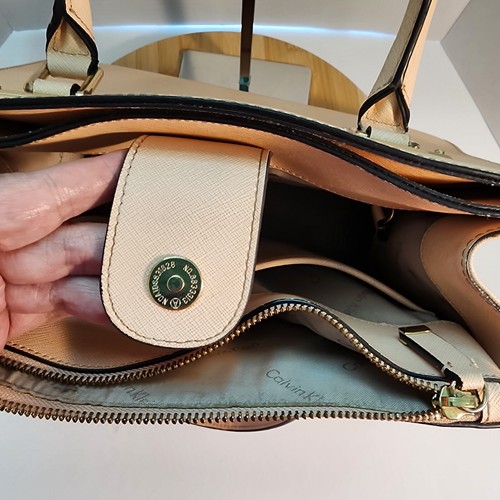Calvin Klein Double Handled Satchel Handbag Nude/Light Pink Leather READ DESCRIP - Picture 10 of 24