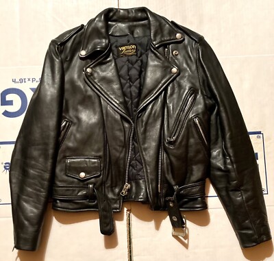 VANSON LEATHER VINT 1980S BLACK COMPETITION LEATHERMAN CLASSIC MOTORCYCLE JACKET