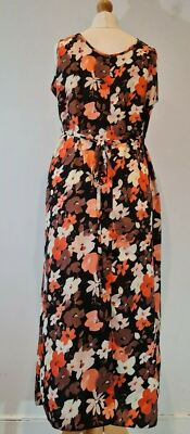 Venezia Exclusive Women's Orange Flower Print Sleeveless Maxi Dress UK16