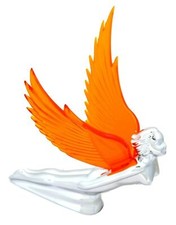 Lighted Hood Ornament Flying Goddess Windrider Amber Wings Chrome Gg48106