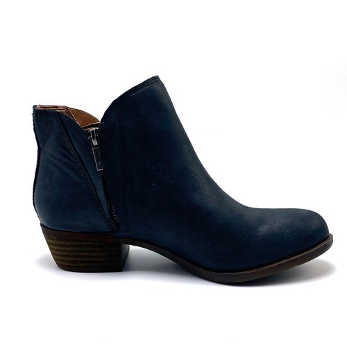 Womens LUCKY BRAND Brenon Ankle Boot 6.5M Black Leather 2-Side Zip Booties Shoes - Bild 5 von 12