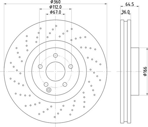 FRONT BRAKE DISCS AND PADS FOR MERCEDES-BENZ 360MM PERFORATED / VENTED 1666 3101 - Picture 2 of 3