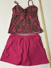 Lands’ End Pink Paisley Print Underwire Tankini & Swim Skirt/Brief Set Women’s 4