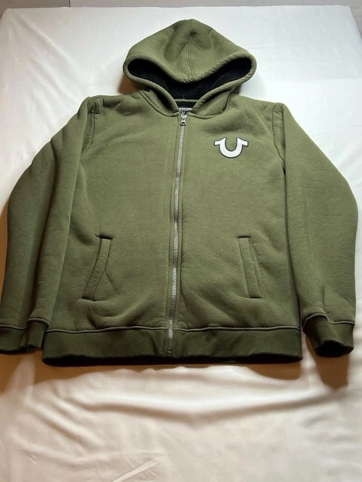Chaqueta True Religion verde oscuro difusa con cremallera talla grande Foto 2 de 4