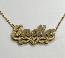 14k Gold Overlay Personalized 3D Name Necklace Plate Free No Tarnish Chain
