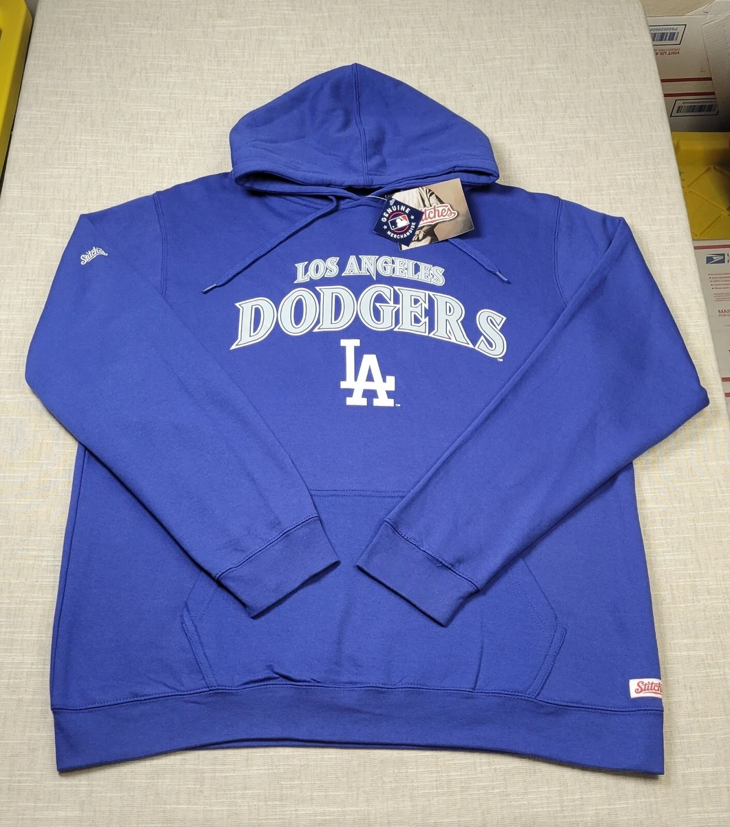 STITCHES Mens MLB Los Angeles LA Dodgers Pullover Hoodie Blue White Size XL