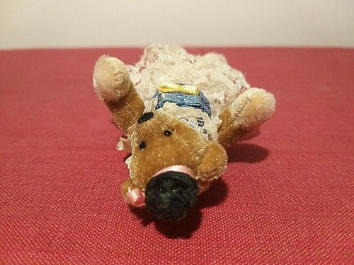 Mini Pet antico peluche orsetto, vestito da sposo, fatto a mano.Vintage - Imagen 7 de 9