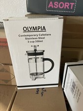 4x Olympia Contemporary Glass Cafetiere 6 Cup Stainless Steel