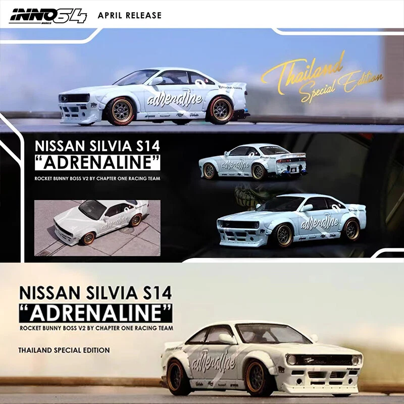 INNO 1:64 Model Car Nissan Silvia S14 Adrenaline Rocket Bunny Boss Alloy  Diecast