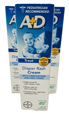 3 a+d zinc oxide diaper rash treatment cream 4oz