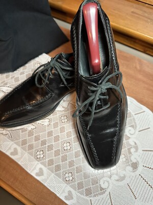 Giorgio V Mens Black Leather Dress Lace Up Oxfords Shoes  display picture 1