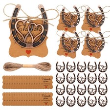 30 Pcs Good Lucky Horseshoe Favors Vintage Metal Horseshoes with Kraft Tags R...