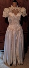 Vintage Beaded Wedding Gown, Size 4