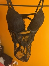 NWT Victoria's Secret Bombshell Add 2 Cups Push Up Lace Teddy Lingerie Black XS