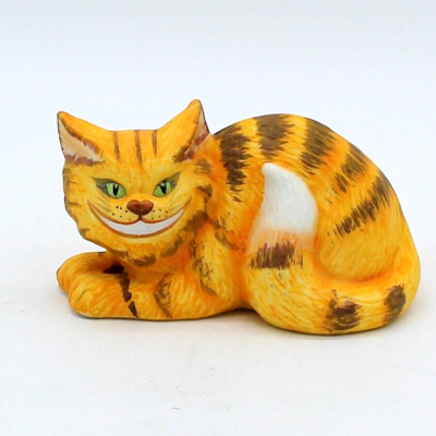 レアMinou-ettes by C. Pradalie - 1985 Cat Danbury Mint Alice in Wonderland Cheshire Cat Figurine Orange